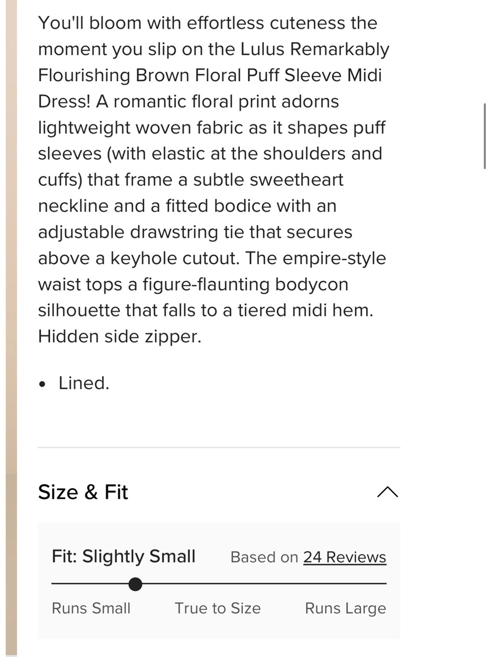 Lulus Remarkably Flourishing Brown Floral Puff-Sleeve Midi Dress Medium Event - Picture 14 of 15